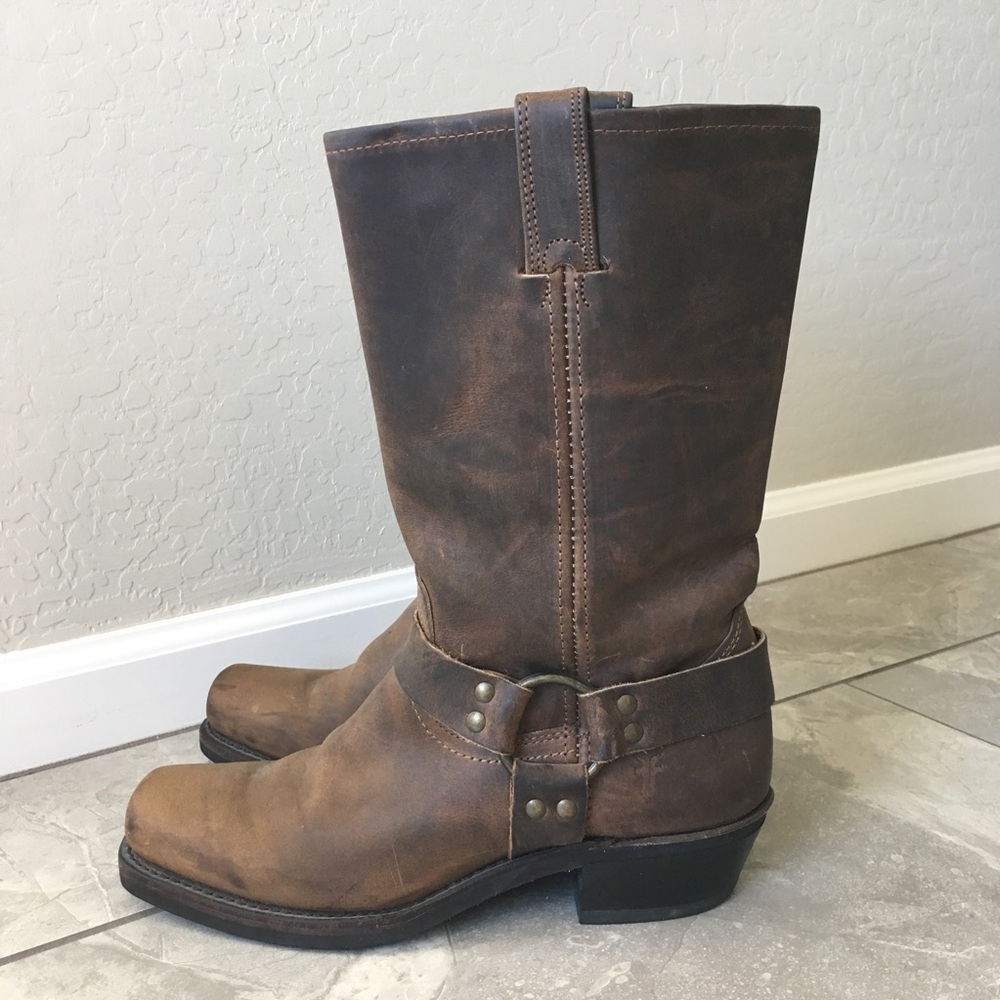 Frye 12R Harness Brown Leather Boots Size 10